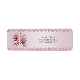 Etiqueta de Endereço de Retorno de Flores Rosa Mod