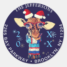 Etiqueta de Endereço de Retorno de Giraffe de Nata