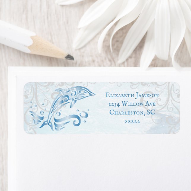 Etiqueta de Endereço de Retorno de Golfinho Azul (Insitu)