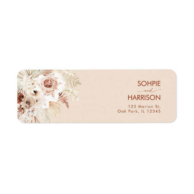 Etiqueta de Endereço de Retorno de Grass Boho Pamp (Frente)