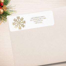 Etiqueta de Endereço de Retorno de Natal Dourada e
