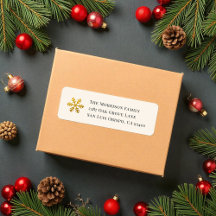 Etiqueta de Endereço de Retorno de Natal Floco de 