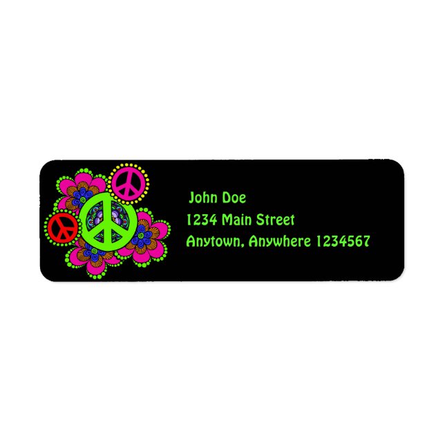 Etiqueta de Endereço de Retorno de Paz com Flores (Frente)