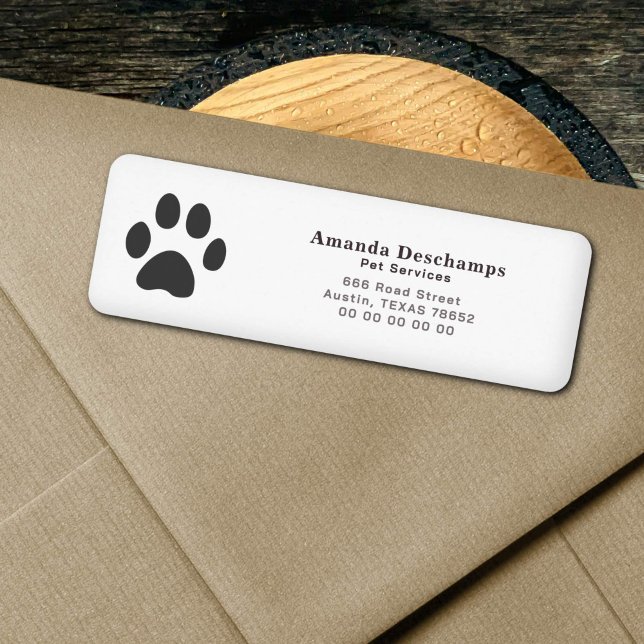 Etiqueta de Endereço de Retorno de Serviços Pet (Pet Services Return Address Label)