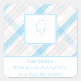 Etiqueta de Endereço de Retorno de Xadrez Azul e R