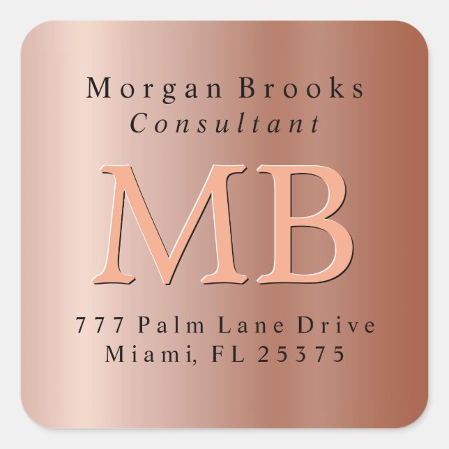 Etiqueta de Endereço de Retorno DIY, Rosa Dourado (Frente)