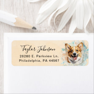 Etiqueta de Endereço de Retorno do Cão Corgi Galês