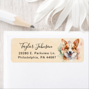 Etiqueta de Endereço de Retorno do Cão Corgi Galês