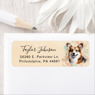 Etiqueta de Endereço de Retorno do Cão Corgi Galês