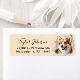 Etiqueta de Endereço de Retorno do Cão Corgi Galês