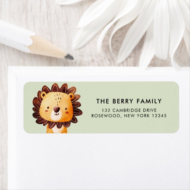 Etiqueta de Endereço de Retorno do Leão Safari Wat (Insitu)