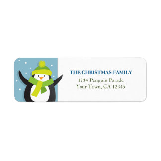 Etiqueta de Endereço de Retorno do Pinguim Natal