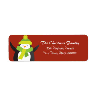 Etiqueta de Endereço de Retorno do Pinguim Natal