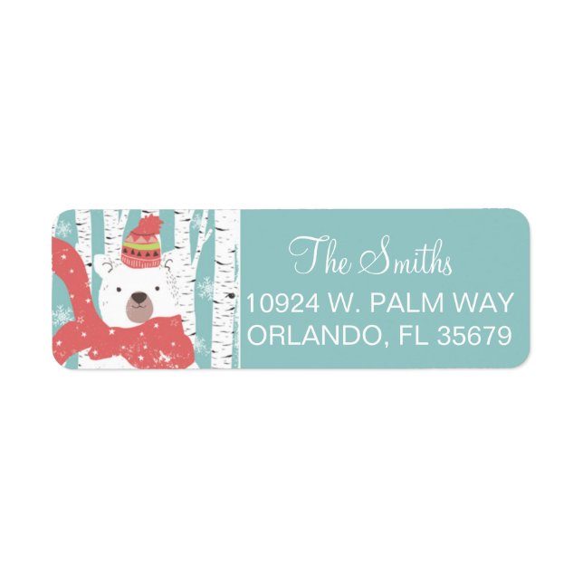 Etiqueta de Endereço de Retorno do Urso de inverno (Frente)