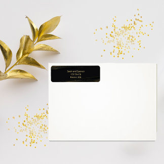 Etiqueta de Endereço de Retorno Dourado Preto e Es