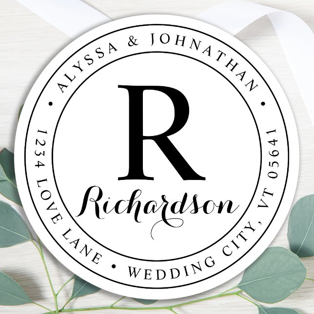 Etiqueta de Endereço de Retorno Elegante do Monogr (Criador carregado)