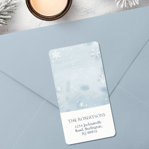Etiqueta de Endereço de Retorno Floco de Neve Azul