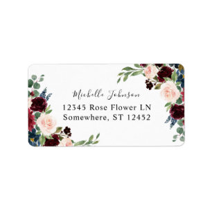 Etiqueta de Endereço de Retorno Floral 2 Cor-de-R