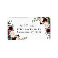 Etiqueta de Endereço de Retorno Floral 2 Cor-de-Ro