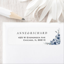 Etiqueta de Endereço de Retorno Floral Azul Elegan