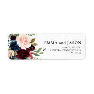 Etiqueta de Endereço de Retorno Floral Boho Borgon