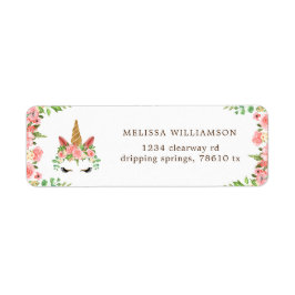 etiqueta de endereço de retorno floral com blush u