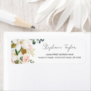 Etiqueta de Endereço de Retorno Floral da Magnolia