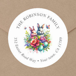 Etiqueta de Endereço de Retorno Floral de Coelhinh