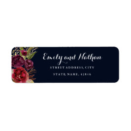 Etiqueta de Endereço de Retorno Floral de marinho 