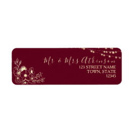 Etiqueta de Endereço de Retorno Floral Dourado Bor