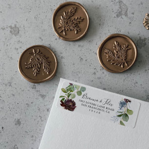 Etiqueta de Endereço de Retorno Floral Dourado pa