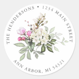 Etiqueta de Endereço de Retorno Floral e Verde Ros