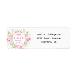 Etiqueta de Endereço de Retorno Floral Rosa para F