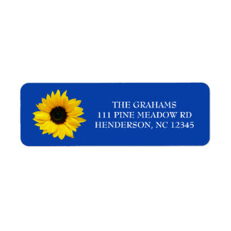 Etiqueta de Endereço de Retorno Girassol Azul Real