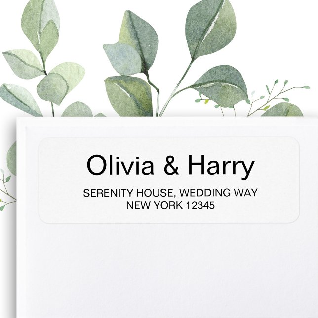 Etiqueta de Endereço de Retorno Mínimo Grande Impr (Personalize Your Names in Elegant Large Print. Add Return Address.)