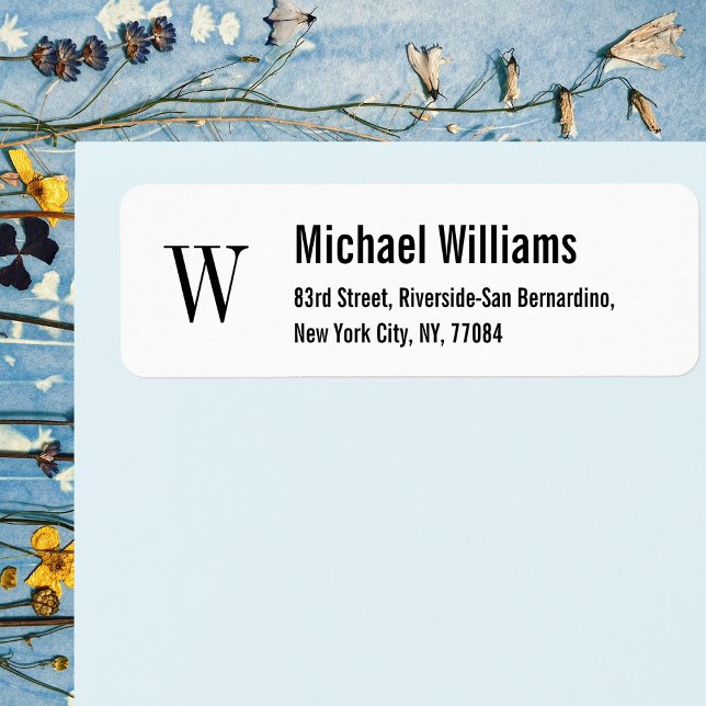 Etiqueta de Endereço de Retorno Moderno do Monogra (Create Custom Monogram Modern Return Address Label)