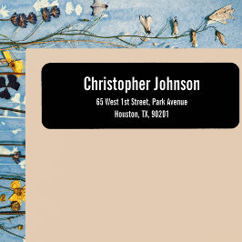 Etiqueta de Endereço de Retorno Moderno Preto Pers