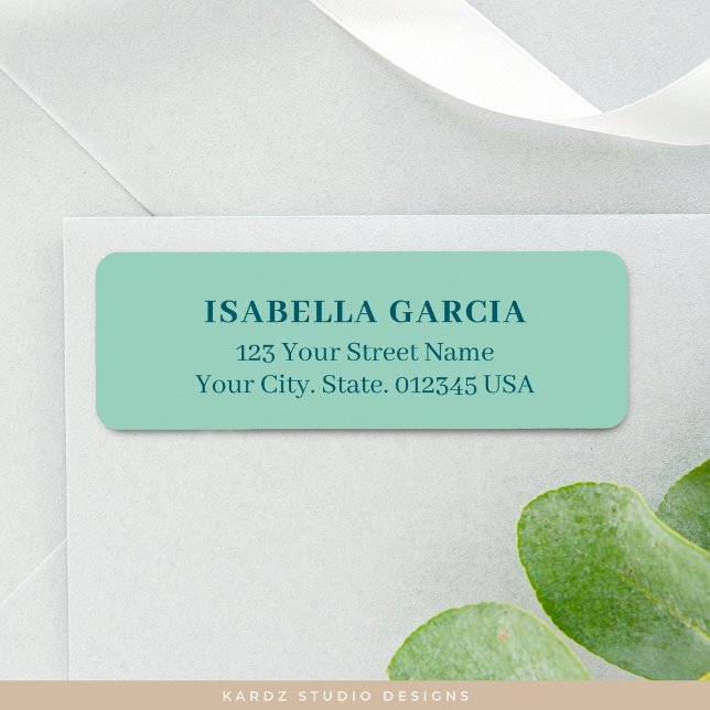 Etiqueta de Endereço de Retorno Moderno Teal (Personalize with your name and address, choose size.)