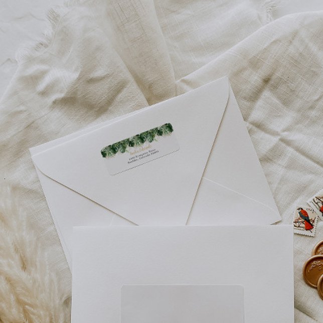 Etiqueta de Endereço de Retorno Monstera Elegante (Criador carregado)