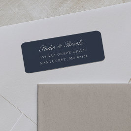 Etiqueta de Endereço de Retorno Navy & Cream com L
