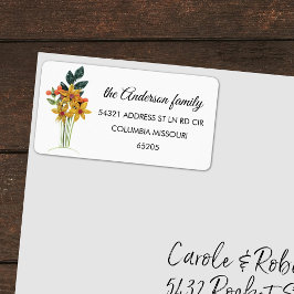 Etiqueta de Endereço de Retorno para Flores com En