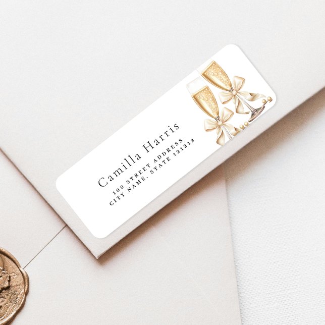 Etiqueta de Endereço de Retorno Pérolas & Prosecco (Criador carregado)