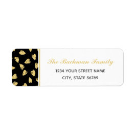 Etiqueta de Endereço de Retorno Preto e Dourado do