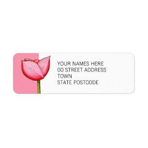 Etiqueta de Endereço de Retorno rosa para Flores S