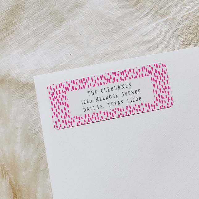 Etiqueta de Endereço de Retorno Rosa Quente (Hot pink and white dashing playful return address labels.)