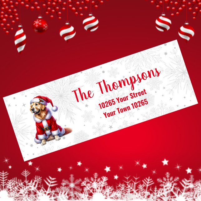 Etiqueta de Endereço de Retriever de Natal do ouro (Criador carregado)