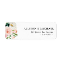 etiqueta de endereço de rosas rosa