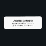 Etiqueta de Endereço de Texto Preto Vintage<br><div class="desc">Na moda simples texto de vintage devolva etiquetas de endereço para o seu papelão de casamento.</div>