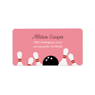 Etiqueta de Endereço Diversão da boliche (Rosa)