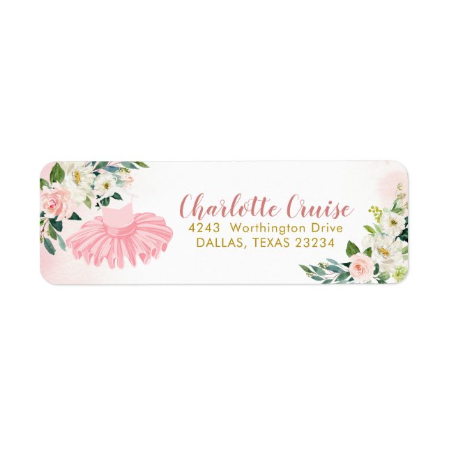 Etiqueta de Endereço do Chá de fraldas Ballerina T (Frente)